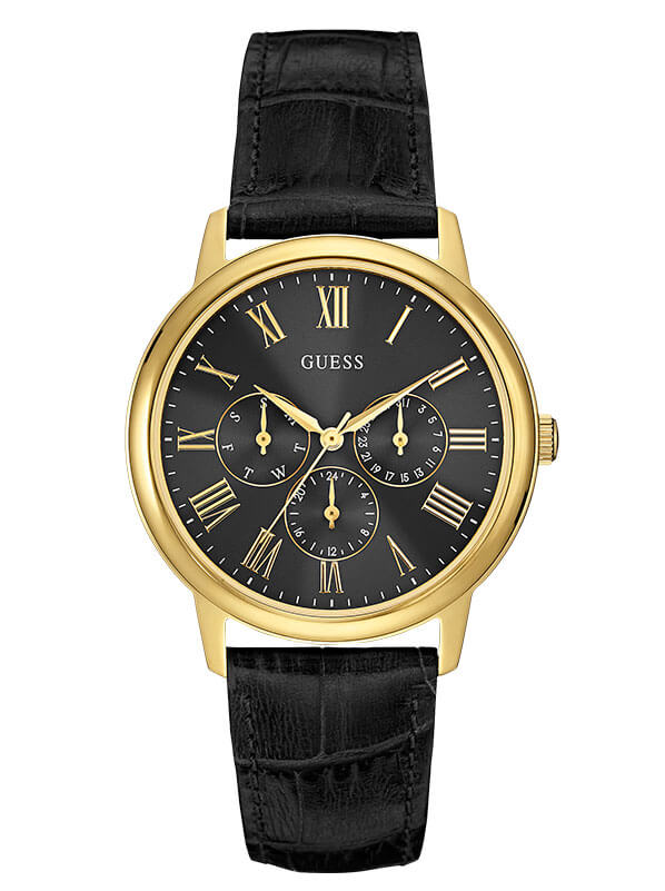 Мужские часы GUESS W0496G5 классические, круглые, черные и гарантией 24 месяца