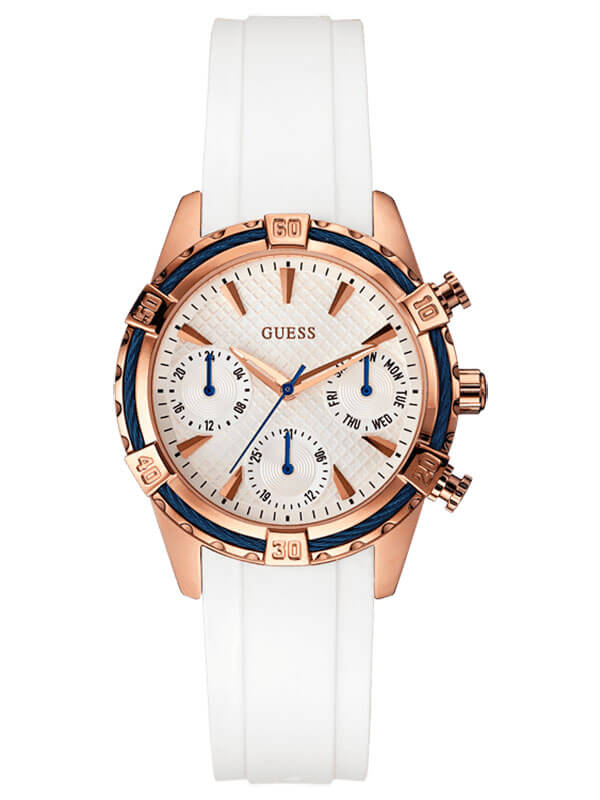  Годинник жіночий GUESS W0562L1 спортивний, круглий, білий та гарантією 24 місяці