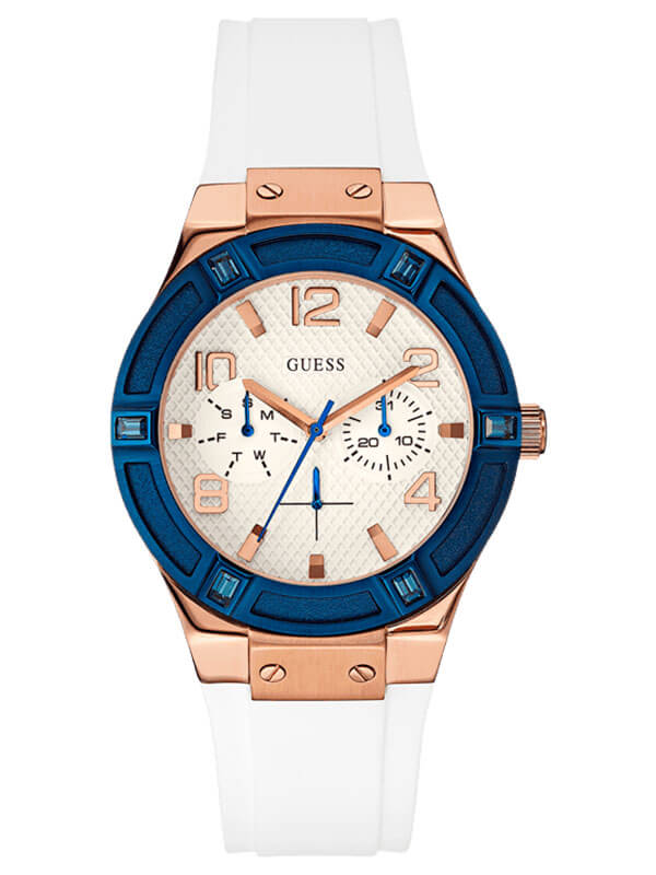 Женские часы GUESS W0564L1 спортивные, круглые, перламутр и гарантией 24 месяца