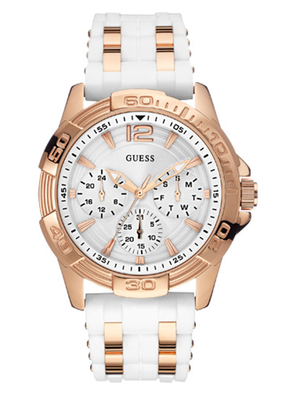 Годинник жіночий GUESS W0615L1 спортивний, круглий, білий та гарантією 24 місяці