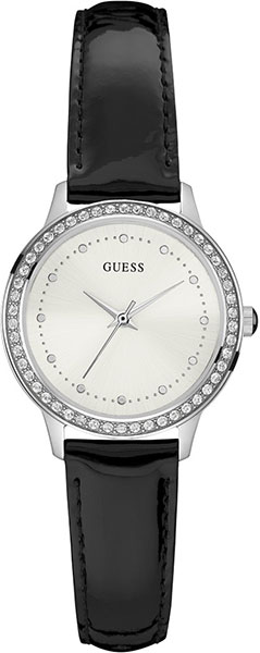 Женские часы GUESS W0648L7 классические, круглые, белые с камнями и гарантией 24 месяца