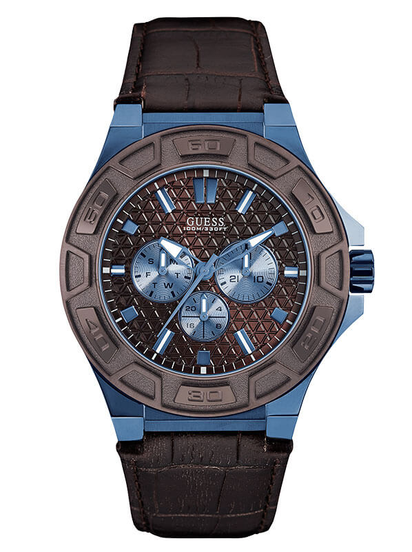 Годинник чоловічий GUESS W0674G5 спортивний, круглий, коричневий та гарантією 24 місяці