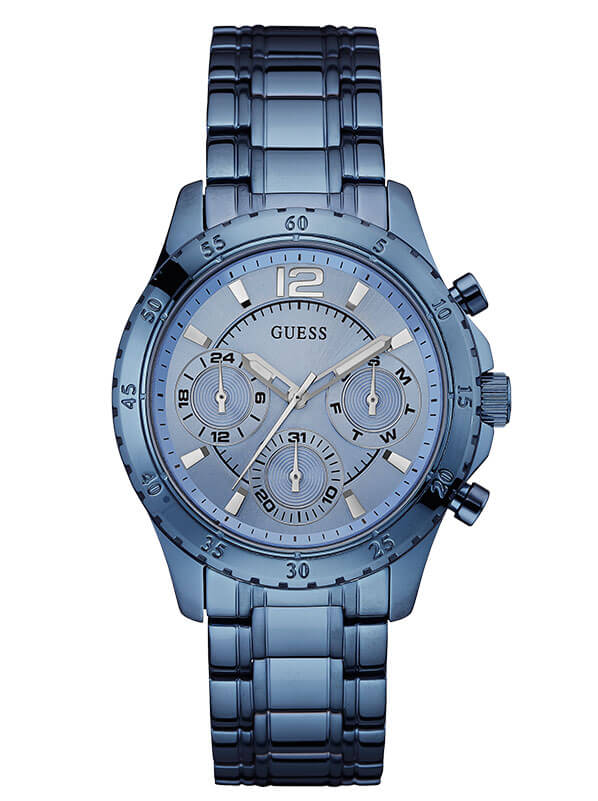 Женские часы GUESS W0704L2 fashion, круглые, синий и гарантией 24 месяца
