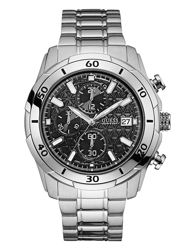 Мужские часы GUESS W0746G2 классические, круглые, черные и гарантией 24 месяца