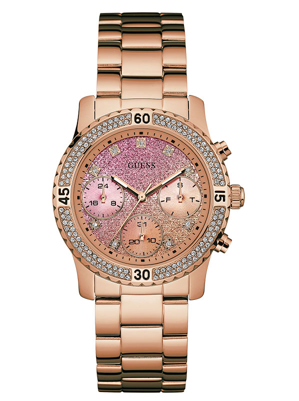 Годинник жіночий GUESS W0774L3 fashion, круглий з камінням та гарантією 24 місяці