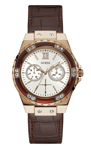 Женские часы GUESS W0775L14 спортивные, круглые, белые с камнями и гарантией 24 месяца