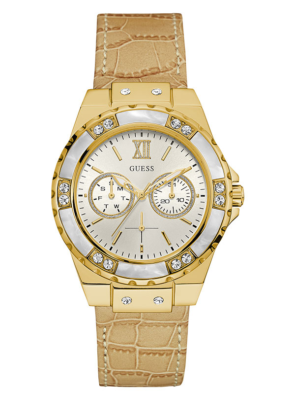 Годинник жіночий GUESS W0775L2 fashion, круглий, металік з камінням та гарантією 24 місяці