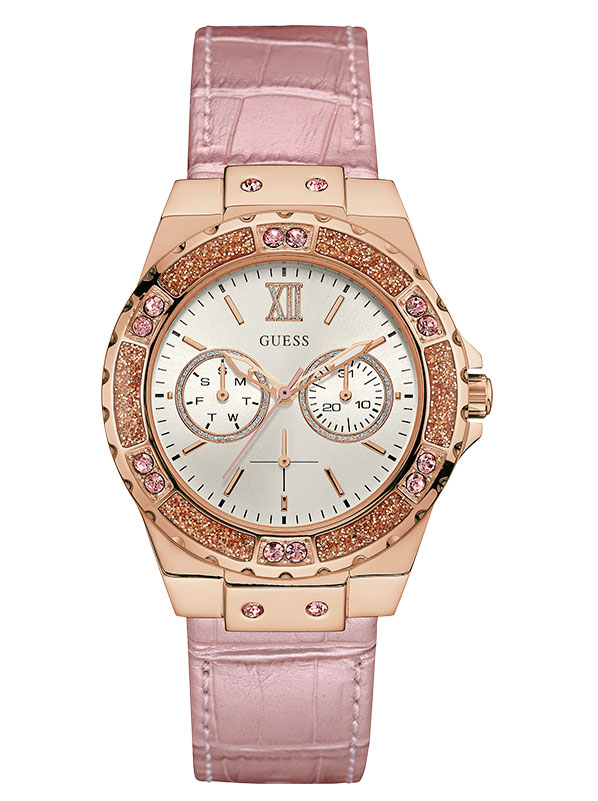 Годинник жіночий GUESS W0775L3 fashion, круглий, металік з камінням та гарантією 24 місяці