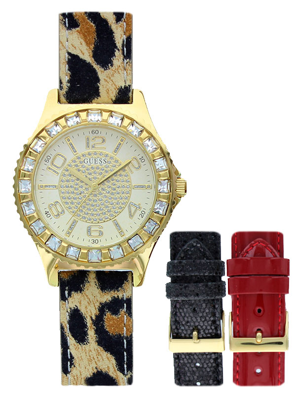 Годинник жіночий GUESS W0814L2 fashion, круглий, білий з камінням та гарантією 24 місяці