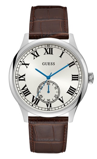 Мужские часы GUESS W1075G4 классические, круглые, металлик и гарантией 24 месяца