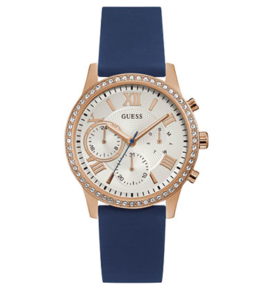 Годинник жіночий GUESS W1135L3 спортивний, круглий, металік з камінням та гарантією 24 місяці