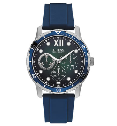 Мужские часы GUESS W1174G1 спортивные, круглые, синий и гарантией 24 месяца