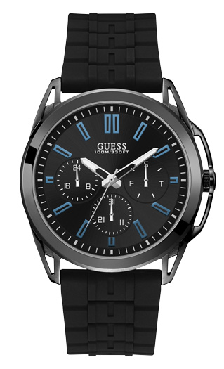 Годинник чоловічий GUESS W1177G1 спортивний, круглий, чорний та гарантією 24 місяці