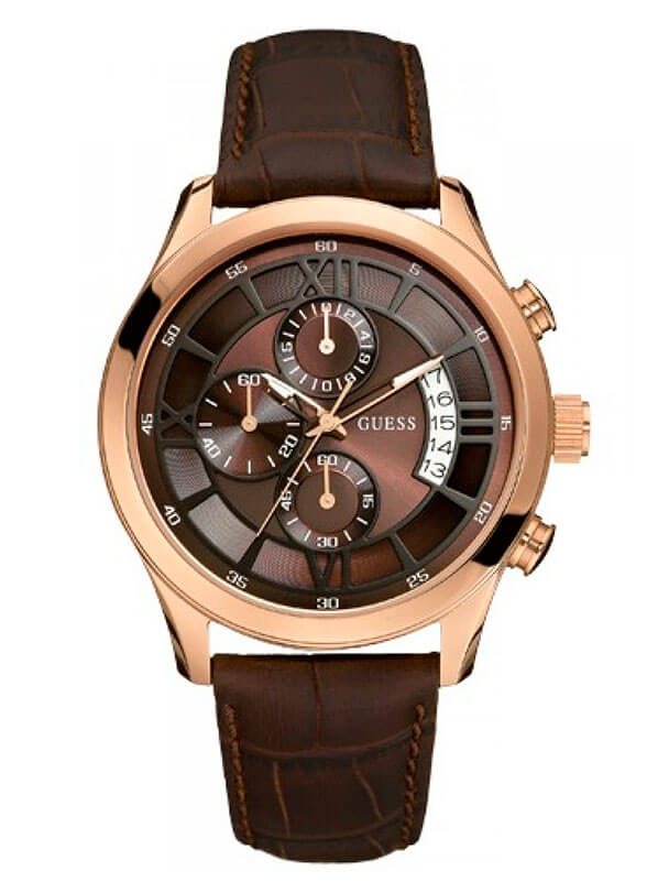 Годинник чоловічий Guess W14052G2 спортивний, круглий, коричневий та гарантією 24 місяці