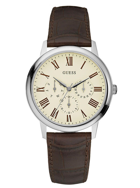 Часы мужские Guess W70016G2 классические, круглые, бежевые и гарантией 24 месяца