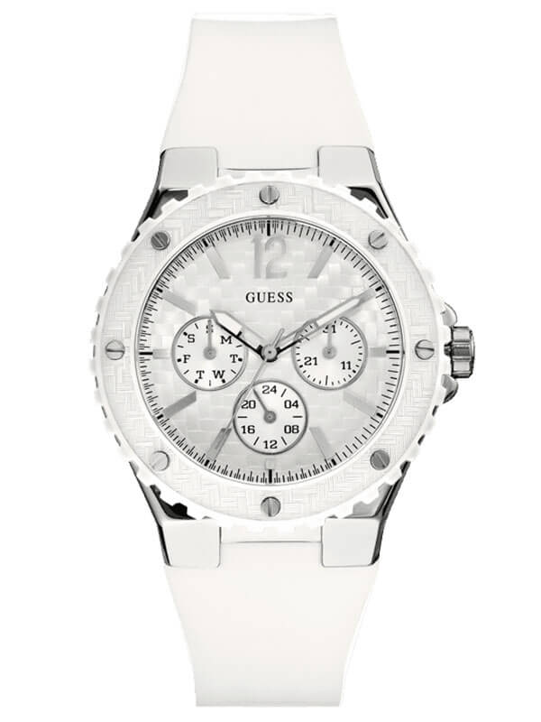 Часы женские Guess W90084L1 спортивные, круглые, белые и гарантией 24 месяца