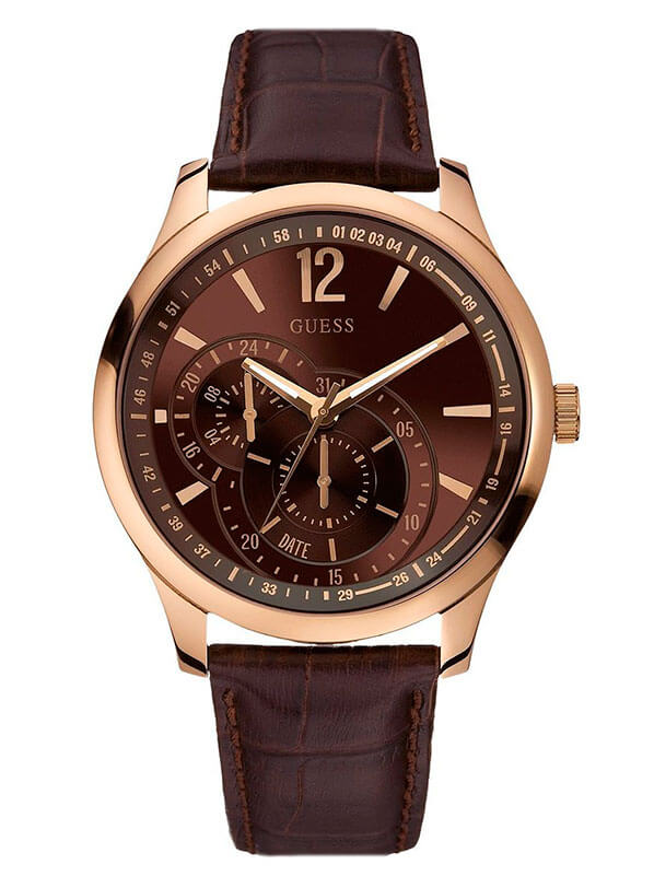 Годинник чоловічий Guess W95086G1 fashion, круглий, коричневий та гарантією 24 місяці