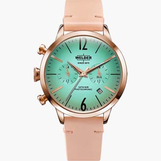 Женские часы WELDER WWRC100 классические, круглые, зеленые и гарантией 12 месяцев