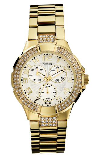 Годинник жіночий GUESS I16540L1 fashion, круглий, білий з камінням та гарантією 24 місяці
