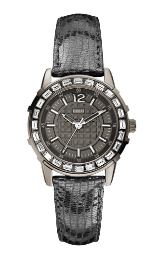 Годинник жіночий Guess W0019L2 спортивний, круглий, сірий з камінням та гарантією 24 місяці