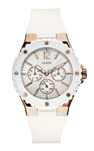 Часы женские Guess W10614L2 спортивные, круглые, белые и гарантией 24 месяца