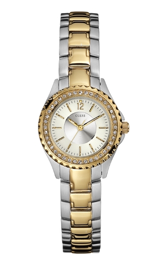 Годинник жіночий Guess W11068L2 класичний, круглий, металік з камінням та гарантією 24 місяці