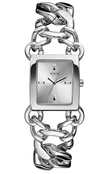 Женские часы Guess W11529L1 fashion, прямоугольные, металлик и гарантией 24 месяца