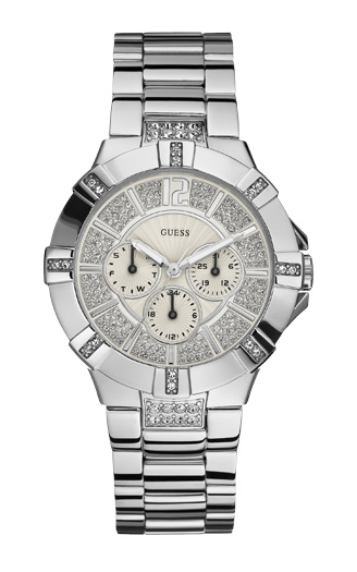 Годинник жіночий Guess W12080L1 спортивний, круглий, білий з камінням та гарантією 24 місяці