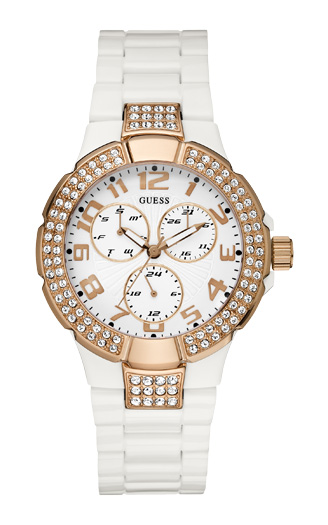 Часы женские Guess W14540L1 спортивные, круглые, белые и гарантией 24 месяца