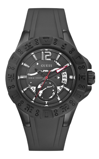 Часы мужские Guess W0034G3 спортивные, круглые, черные и гарантией 24 месяца