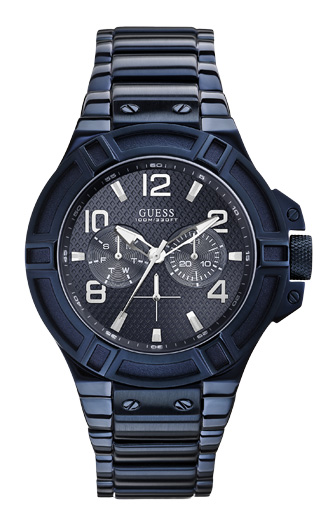 Часы мужские Guess W0041G2 спортивные, круглые, синий и гарантией 24 месяца