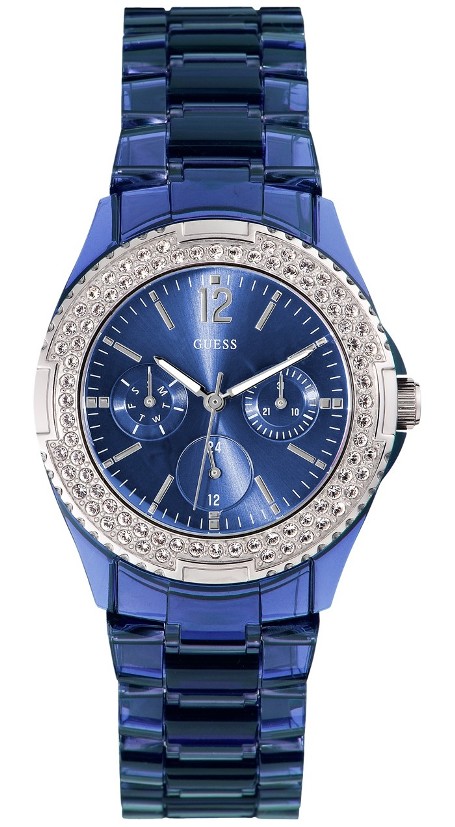Годинник жіночий W0062L1 fashion, круглий, синій з камінням та гарантією 24 місяці