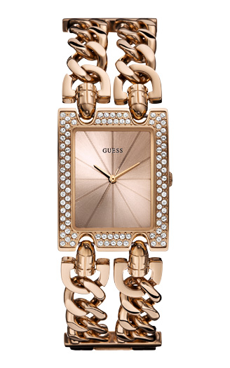 Женские часы GUESS W0072L3 fashion, круглые, золото с камнями и гарантией 24 месяца
