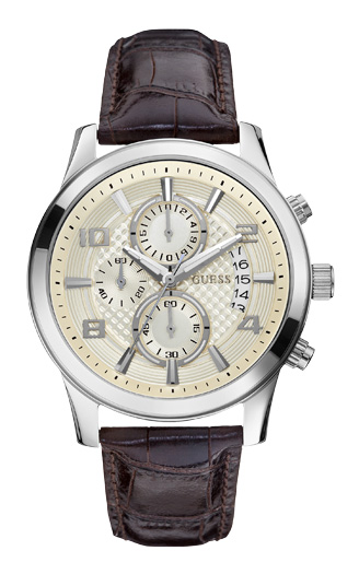 Годинник чоловічий Guess W0076G2 спортивний, круглий, бежевий та гарантією 24 місяці