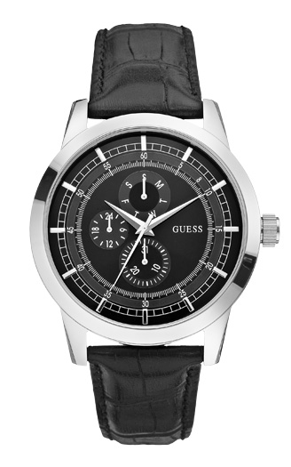 Часы мужские Guess W0187G1 спортивные, круглые, черные и гарантией 24 месяца