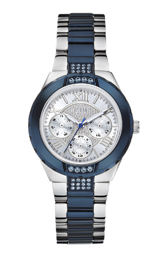 Годинник жіночий GUESS W0413L1 спортивний, круглий, перламутр з камінням та гарантією 24 місяці