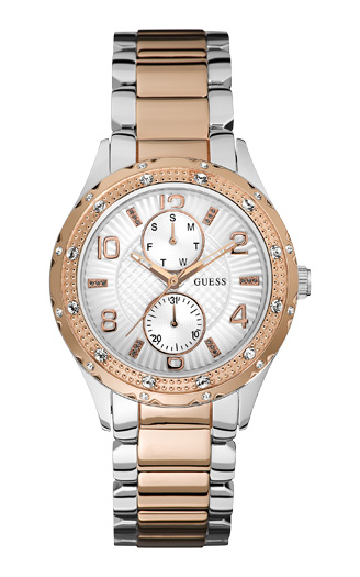 Годинник жіночий GUESS W0442L4 спортивний, круглий, перламутр з камінням та гарантією 24 місяці