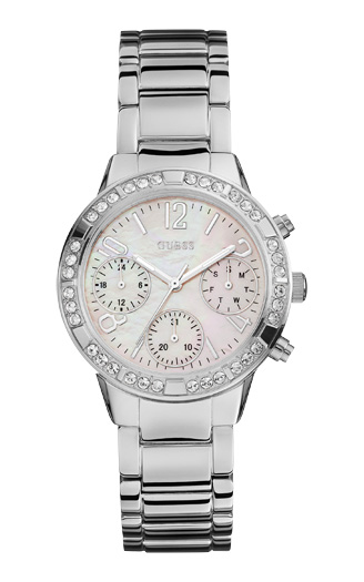 Годинник жіночий GUESS W0546L1  спортивний, круглий, перламутр з камінням та гарантією 24 місяці