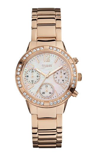 Годинник жіночий GUESS W0546L3  спортивний, круглий, перламутр з камінням та гарантією 24 місяці