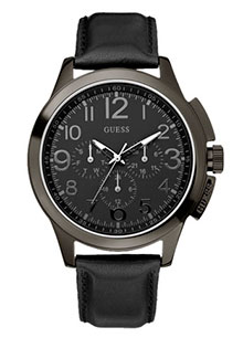 Часы мужские Guess W11585G1 классические, круглые, черные и гарантией 24 месяца