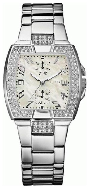 Годинник  GUESS W15055L1 fashion, бочка, перламутр з камінням та гарантією 24 місяці