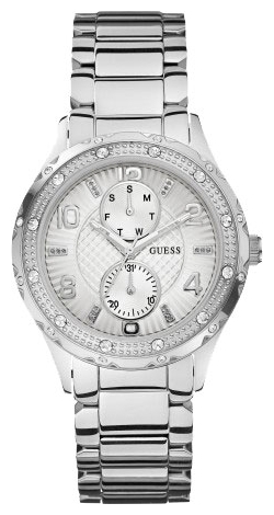 Годинник жіночий GUESS W0442L1 спортивний, круглий, білий з камінням та гарантією 24 місяці